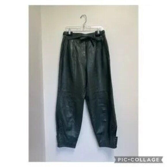 Ulla Johnson Navona High-Rise Leather Pants. Size 8. Color-Green - Picture 11 of 11